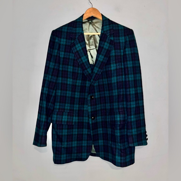 Pendleton Wool Vintage Green Plaid Blazer Sz 46 long